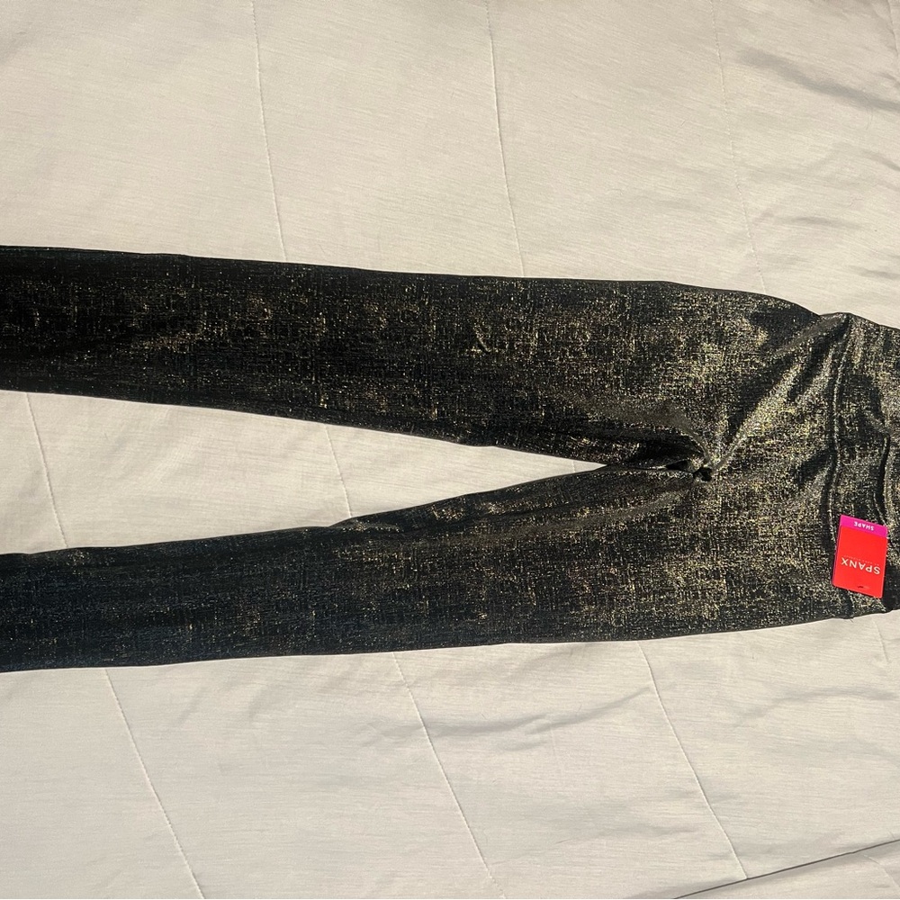 SPANX Shimmering Black and Gold Leggings